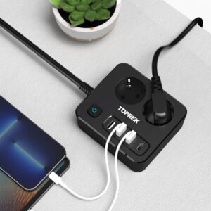 Bloc Multiprise Design avec Ports USB – Noir Mat