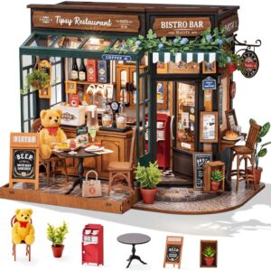 Kit Maison Miniature DIY "Tipsy Restaurant" – Bistro Rétro avec Éclairage LED