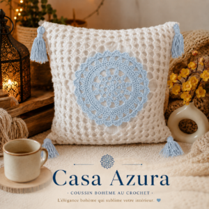Casa Azura – Coussin Bohème au Crochet Élégant